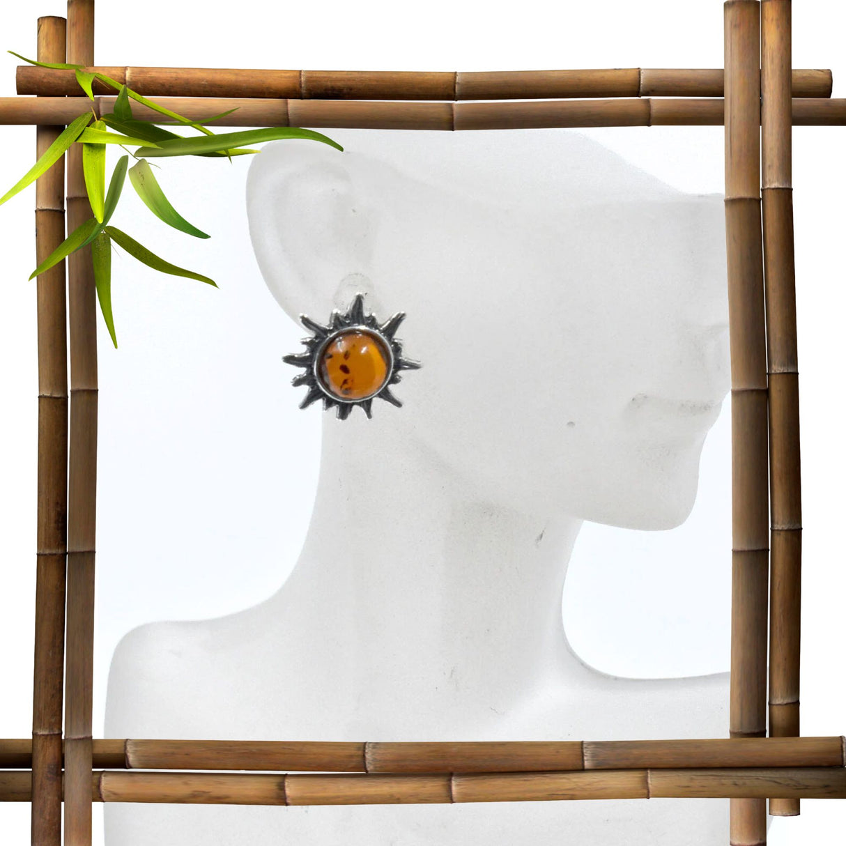 Bernsteinsonnen Ohrstecker aus Silber - Belanas Schatzkiste