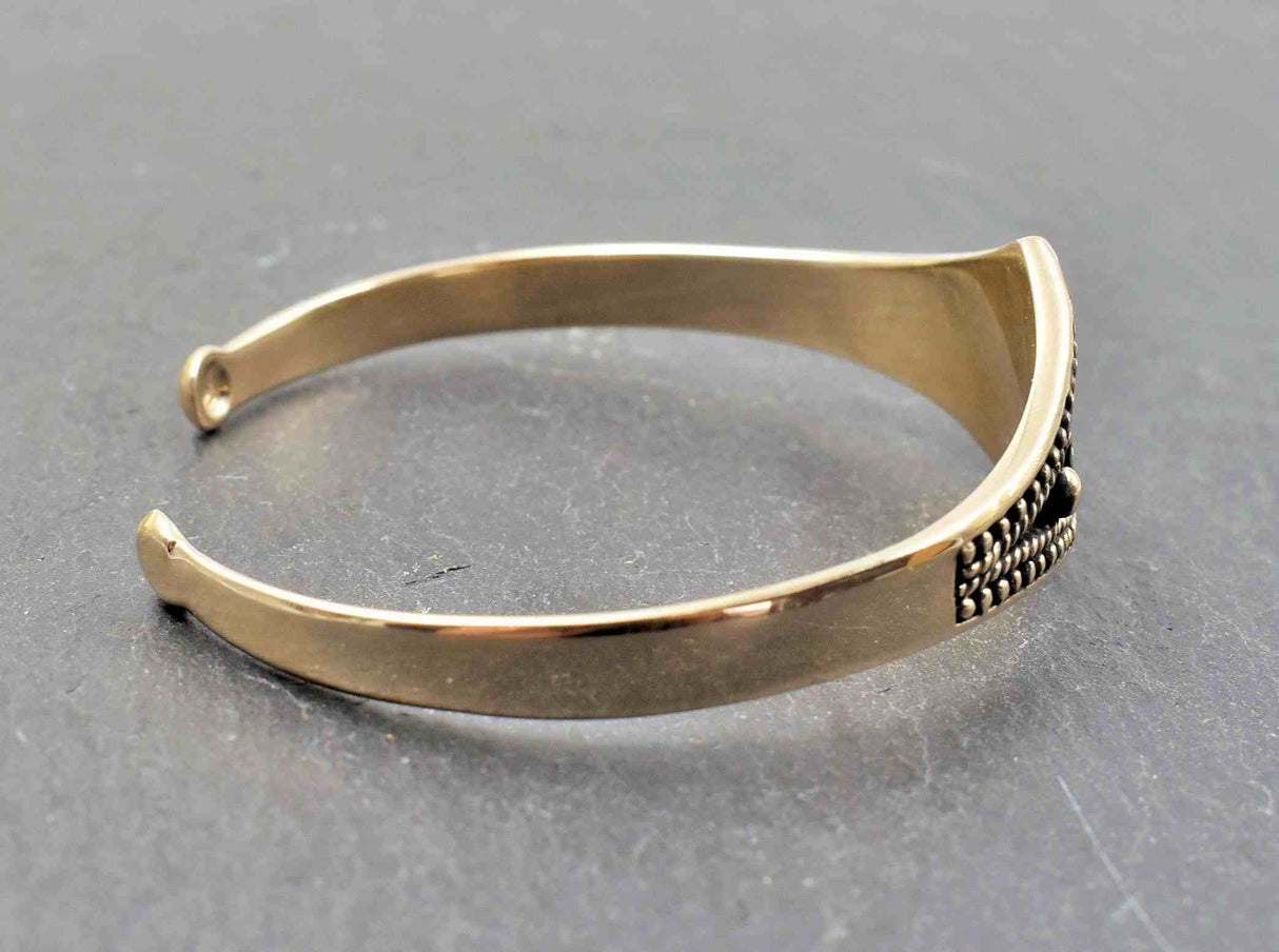 Wikinger Armreif mit Langboot und Rune aus Bronze