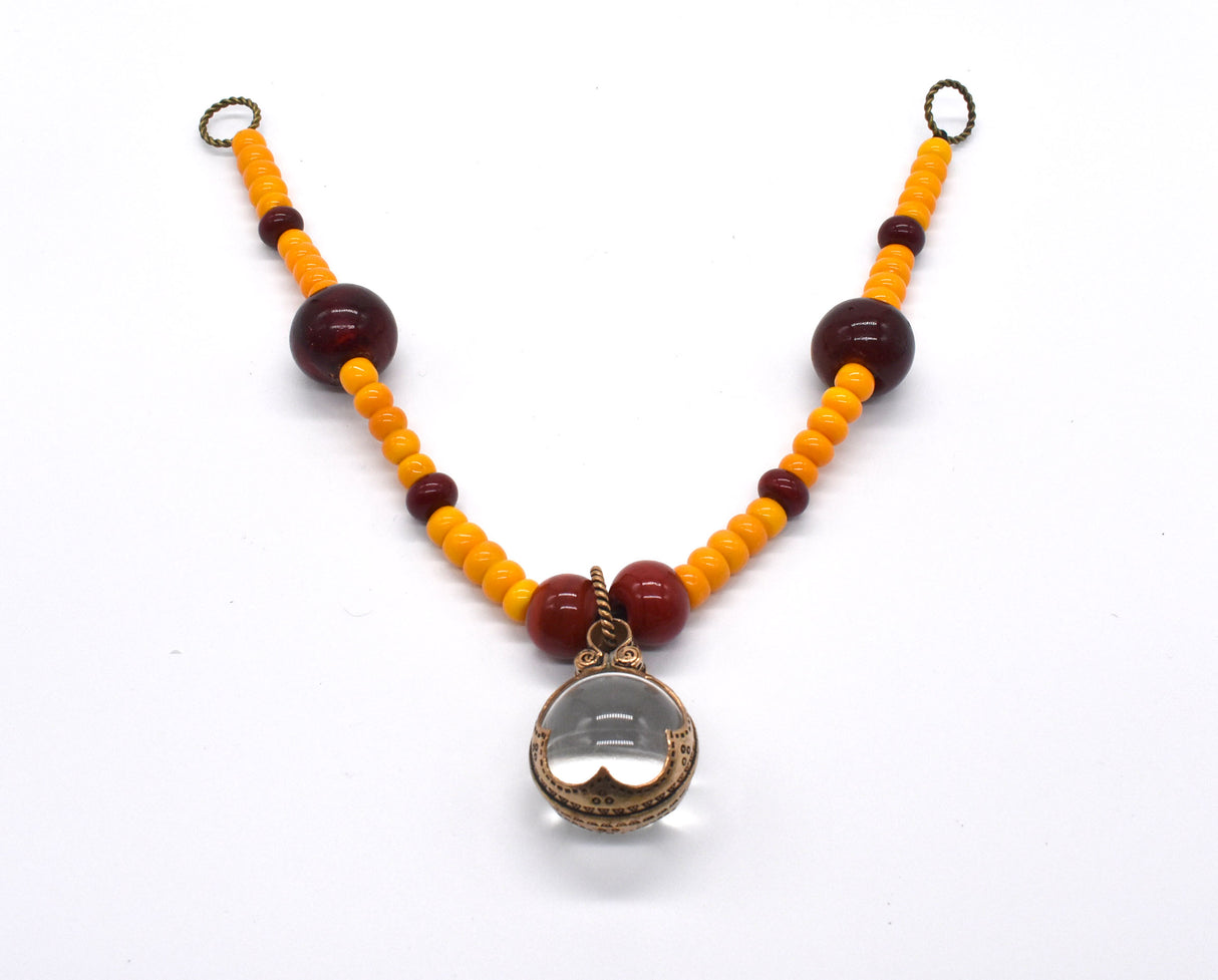 Wikinger Fibelkette mit Gotland-Sphäre und Lampwork Perlen - Belanas Schatzkiste