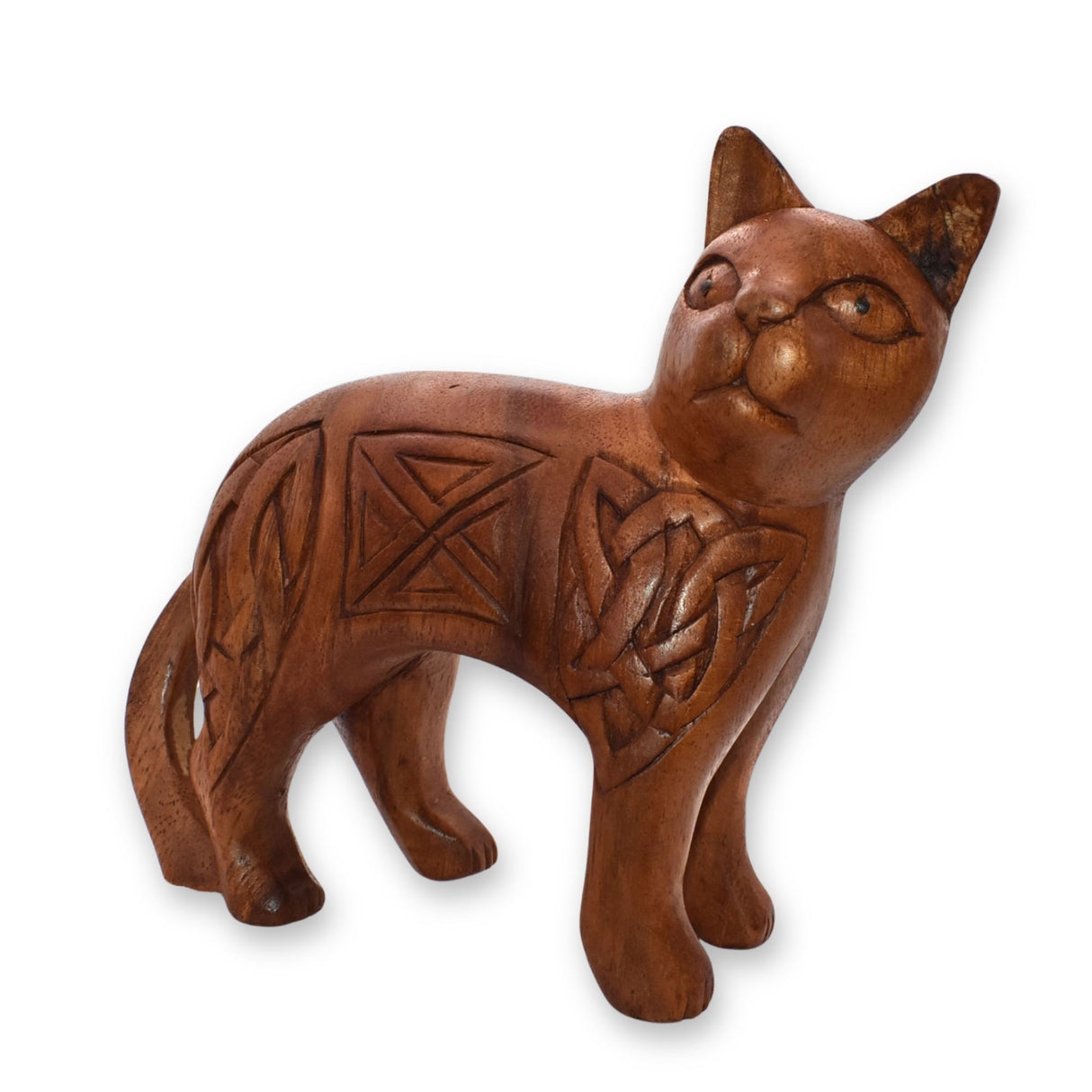 Dekofigur keltische Katze Trjegul aus Holz