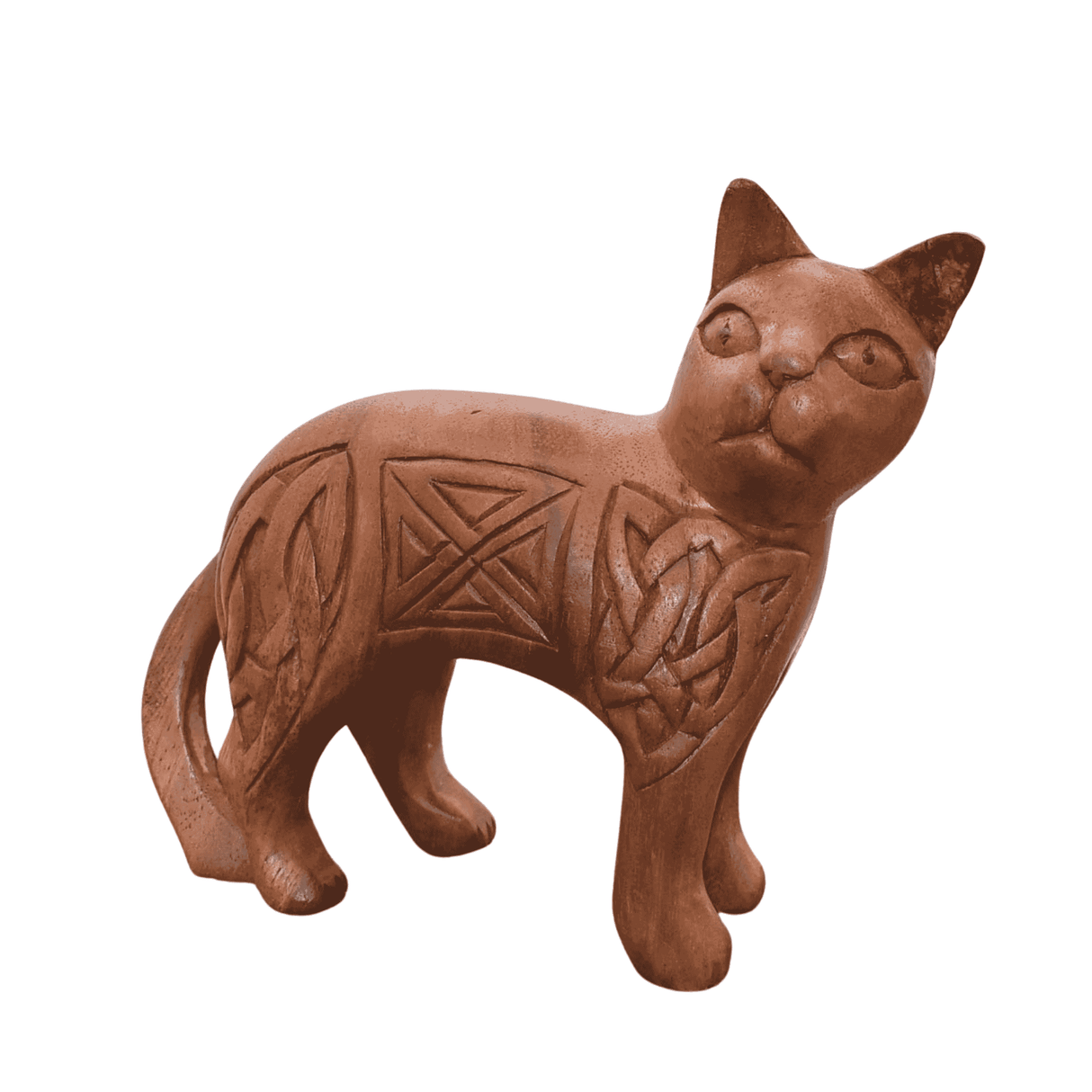 Dekofigur keltische Katze Trjegul aus Holz