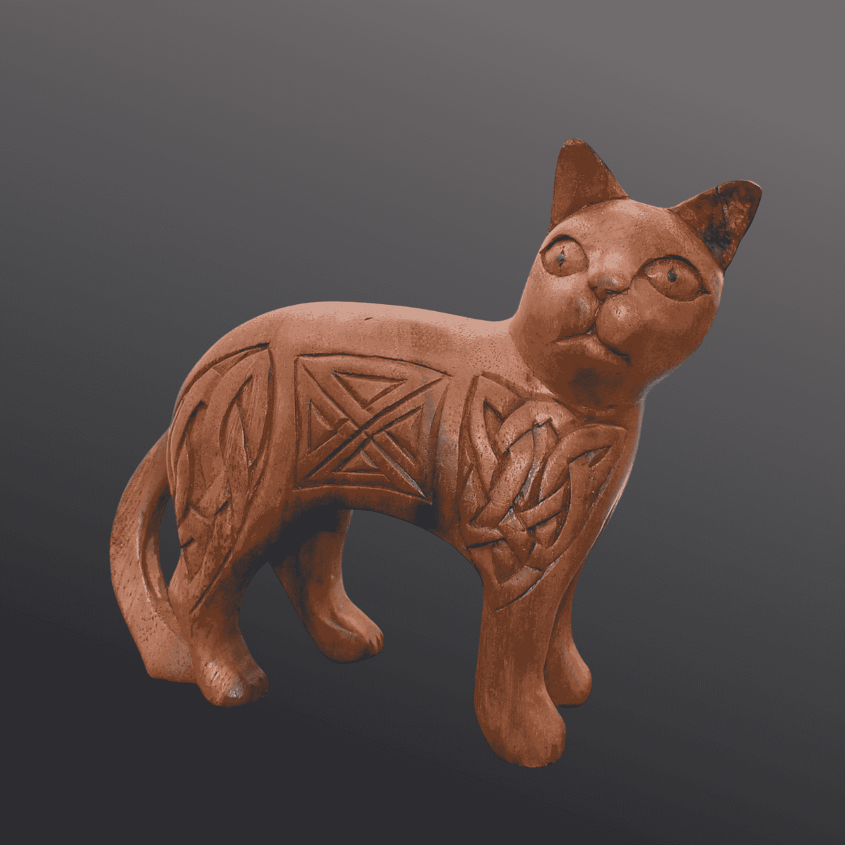 Dekofigur keltische Katze Trjegul aus Holz