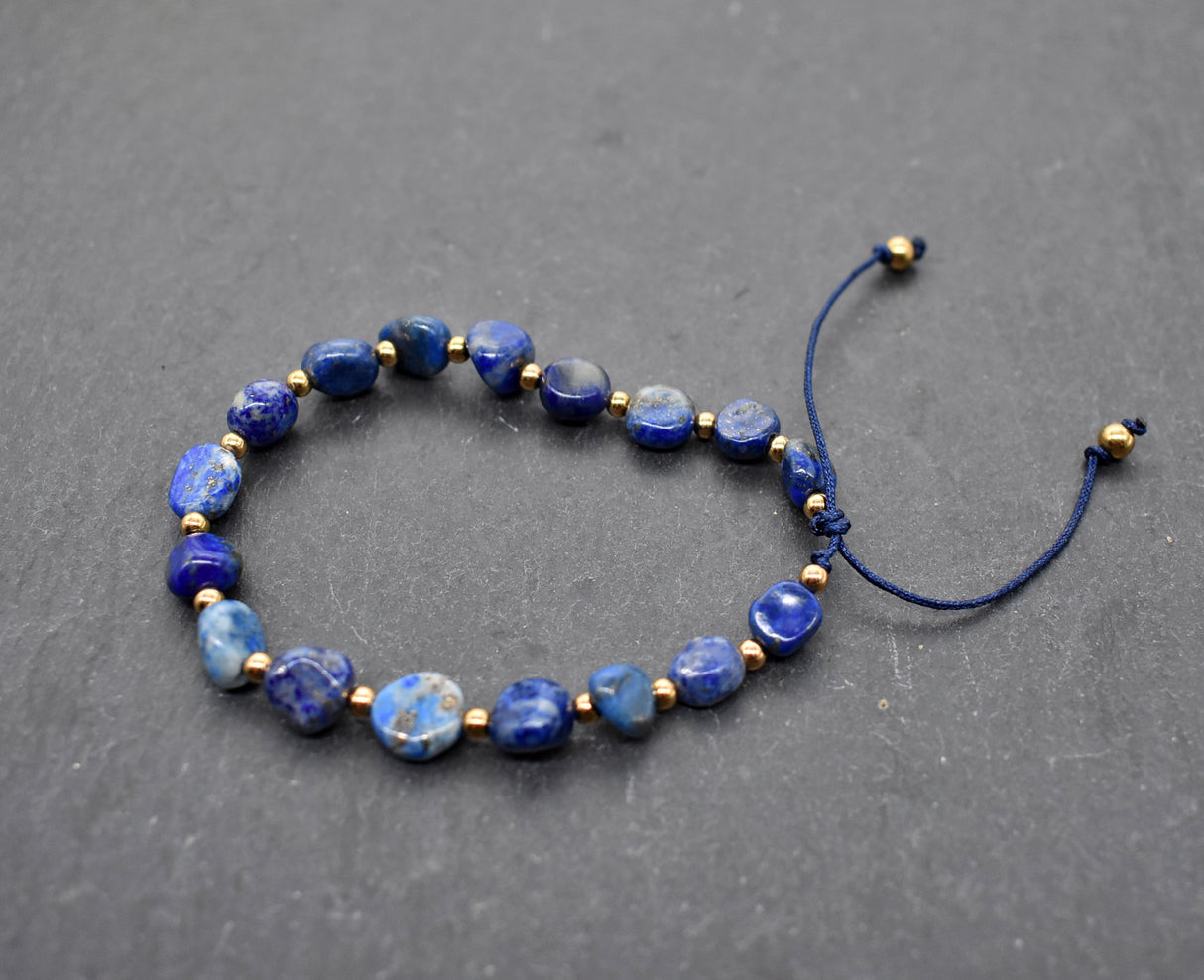 Lapislazuli Armband mit Messingperlen