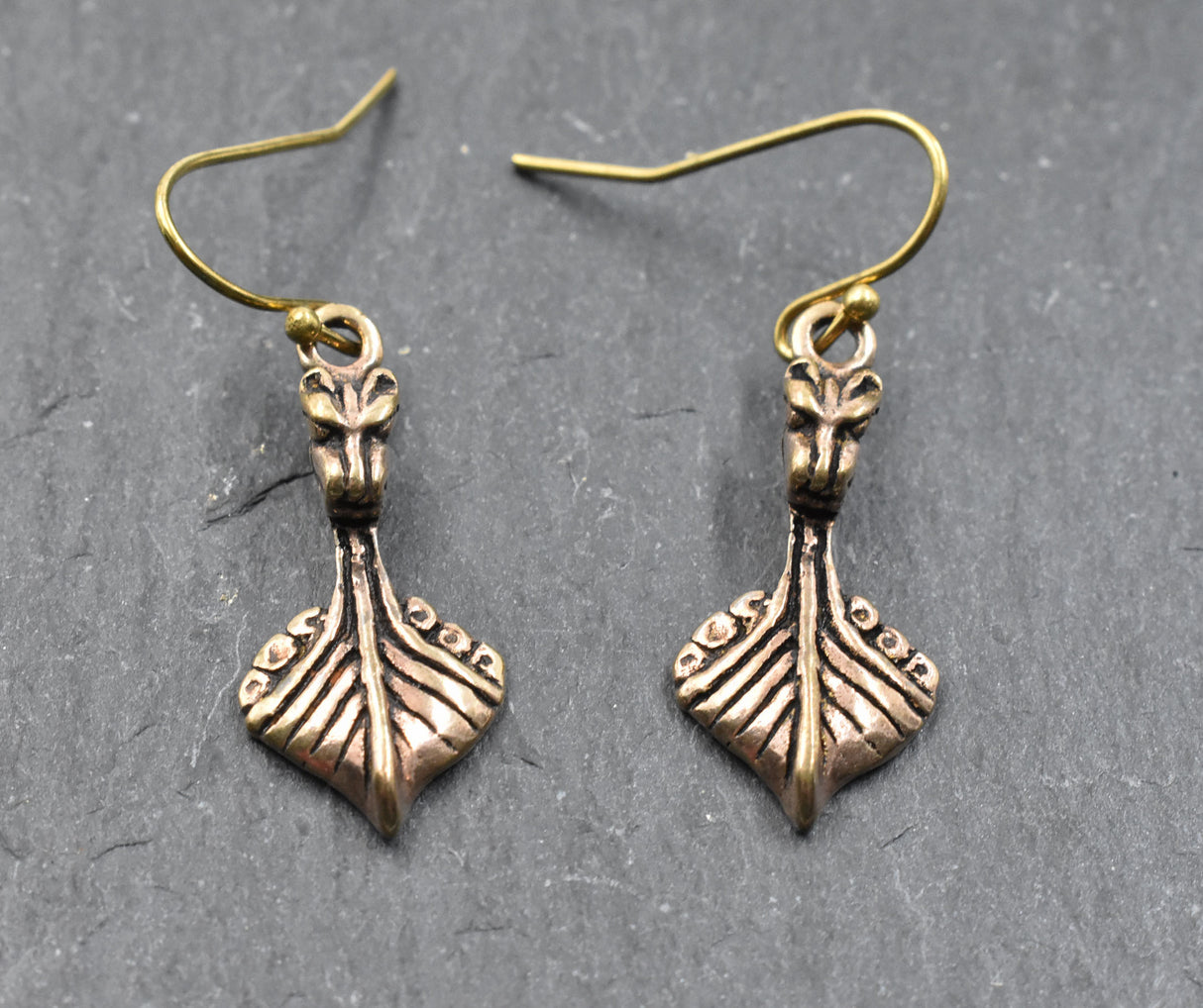 Wikingerschiff Ohrringe Drakkar aus Bronze