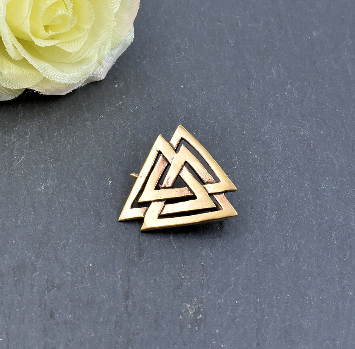 Valknut-Brosche aus Schmuckbronze – Authentischer Wikinger-Style