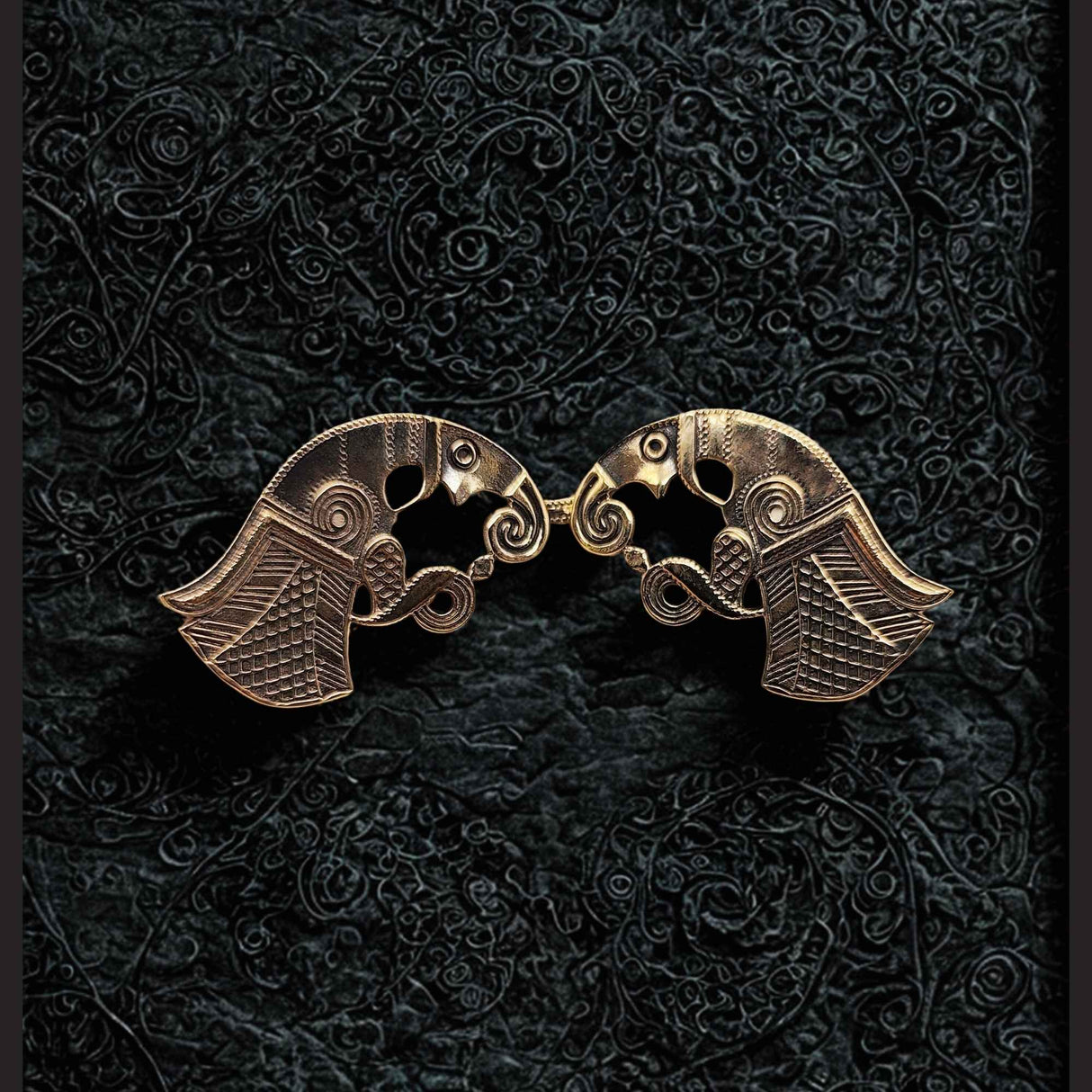 Wikinger-Mantelschließe Hugin und Munin aus Bronze