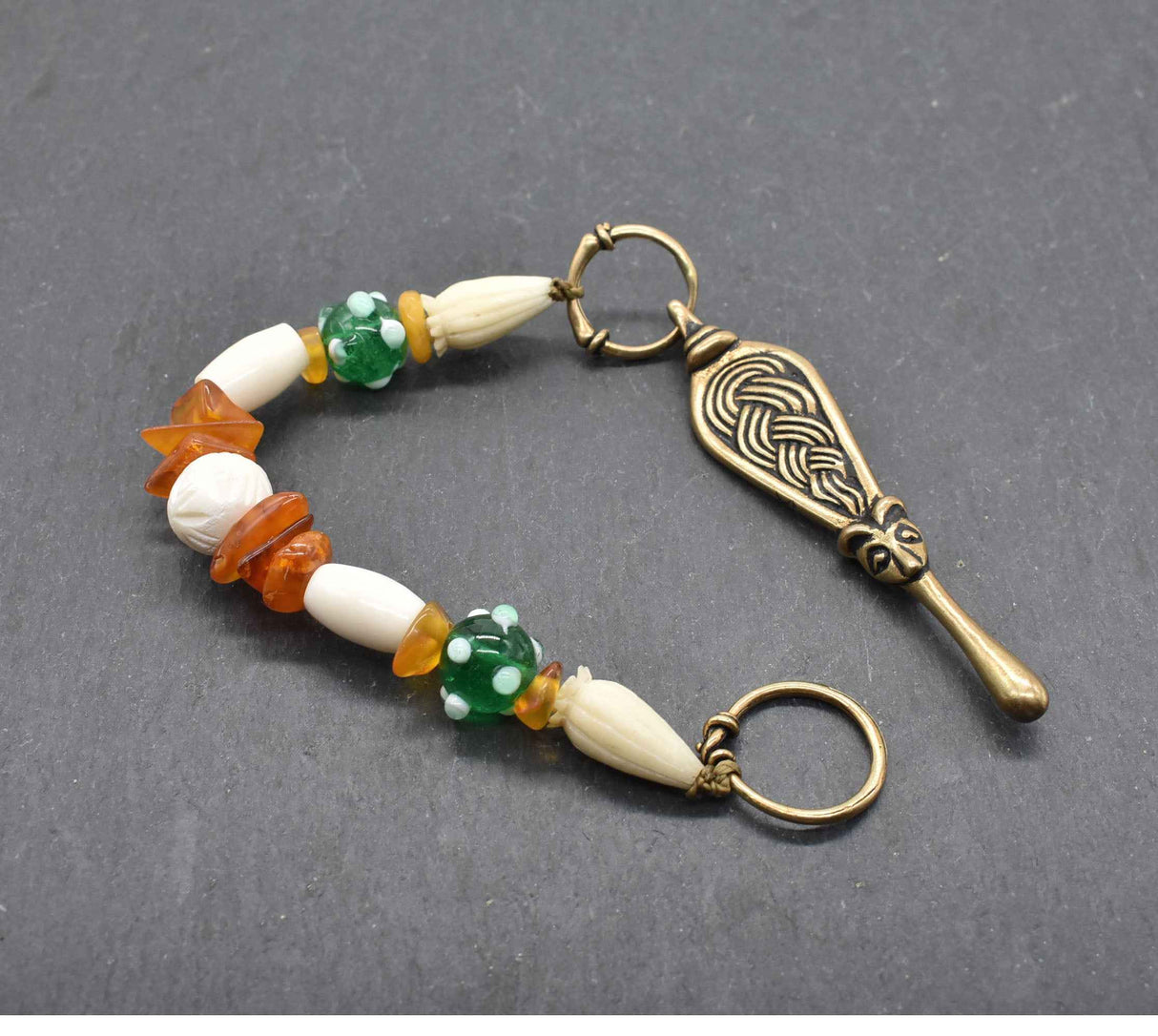 Wikinger Ohrlöffel aus Bronze mit Kette