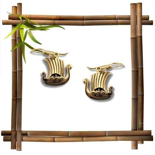 Wikinger Drachenboot Ohrhänger aus Bronze