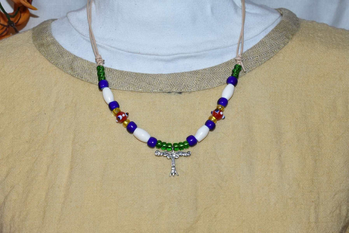 Bunte glasperlenkette mit irminsul - halskette