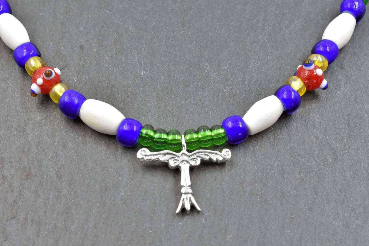 Bunte glasperlenkette mit irminsul - silber - halskette