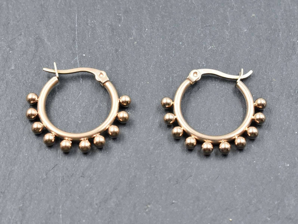 Edelstahl Creolen mit kleinen Kugeln