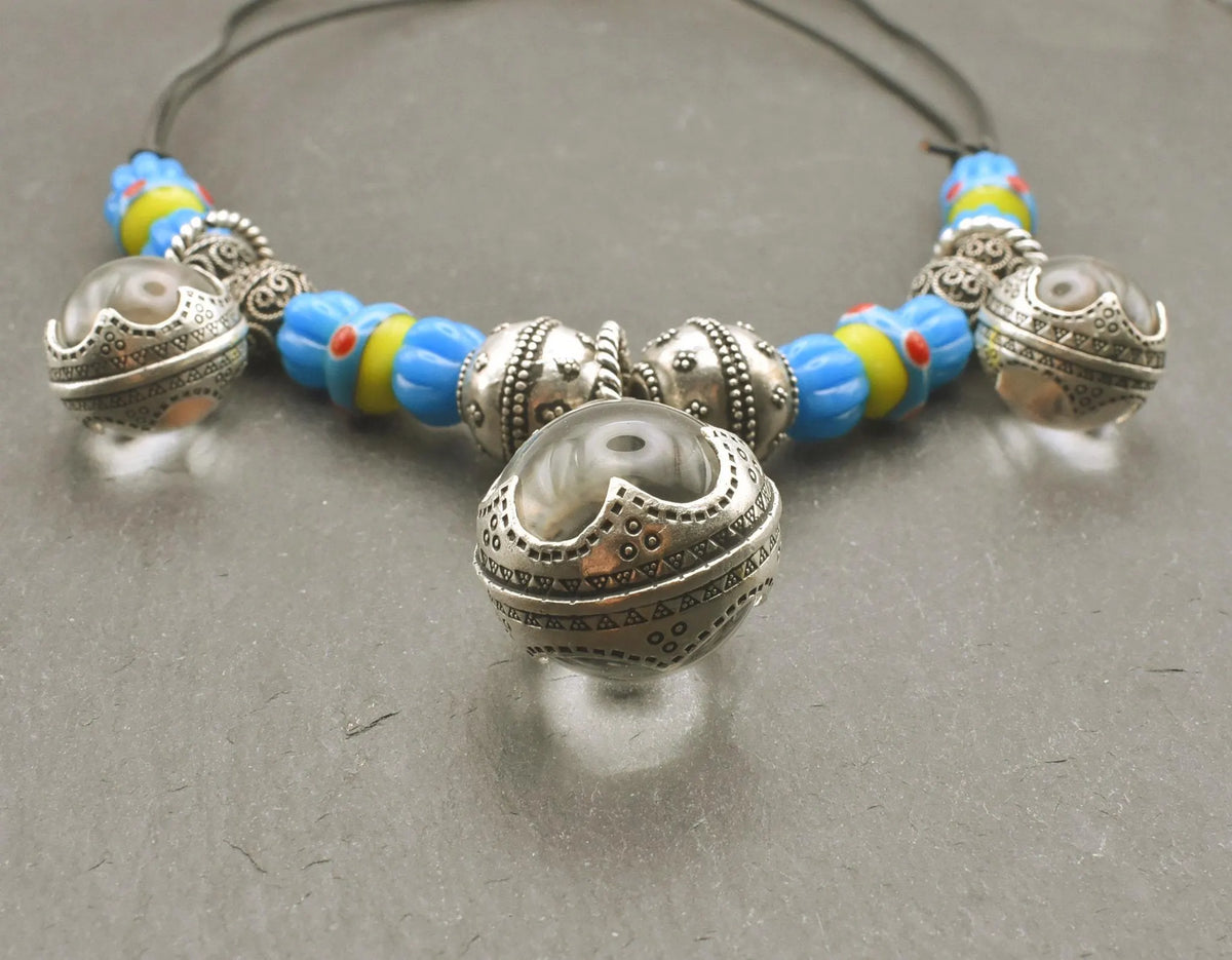 Gotland-Kette in Silber Blau und Gelb