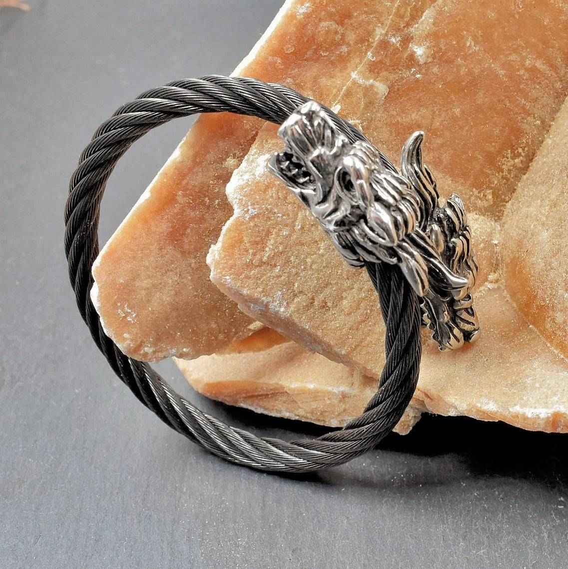 Wikinger-Armreif Geri und Freki - Edelstahl