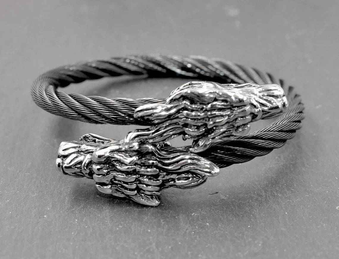 Wikinger-Armreif Geri und Freki - Edelstahl