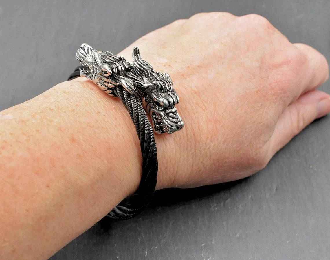 Wikinger-Armreif Geri und Freki - Edelstahl