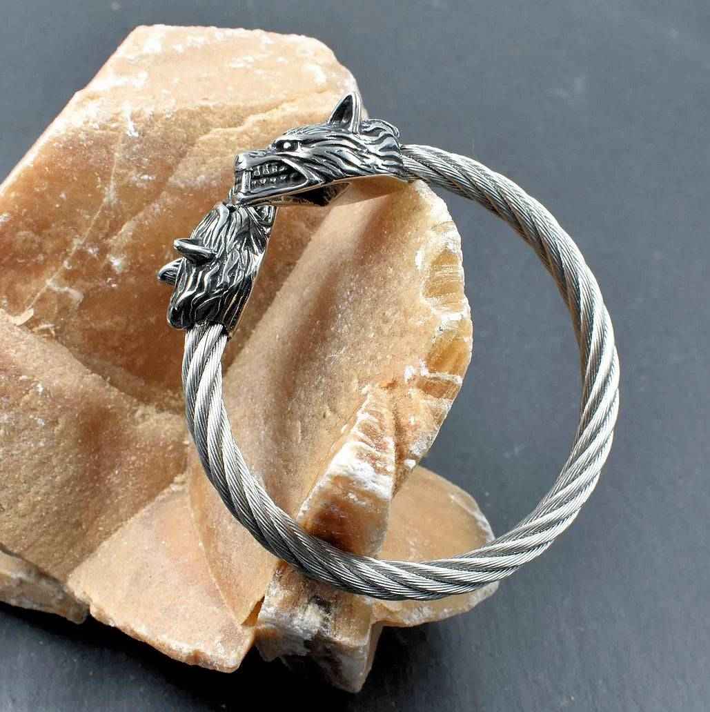 Wikinger-Armreif Geri und Freki - Edelstahl