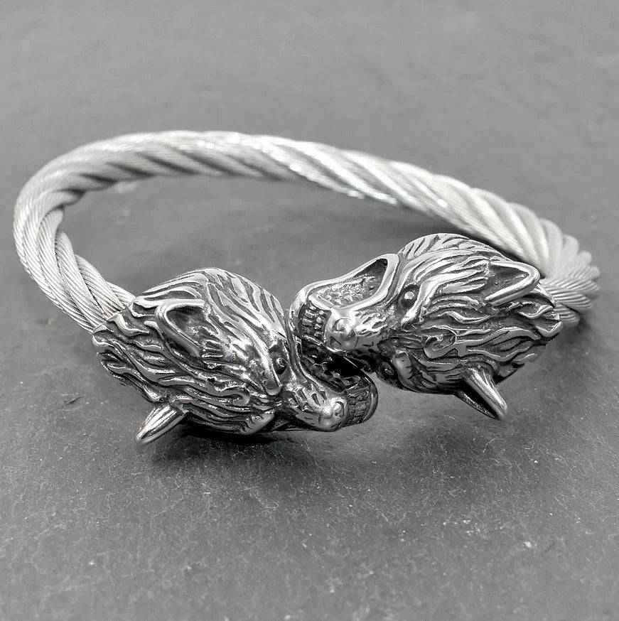 Wikinger-Armreif Geri und Freki - Edelstahl