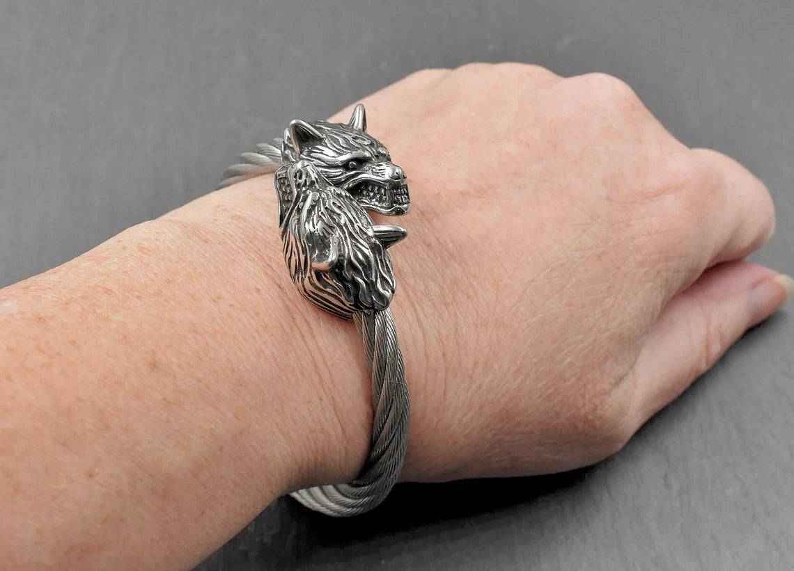 Wikinger-Armreif Geri und Freki - Edelstahl