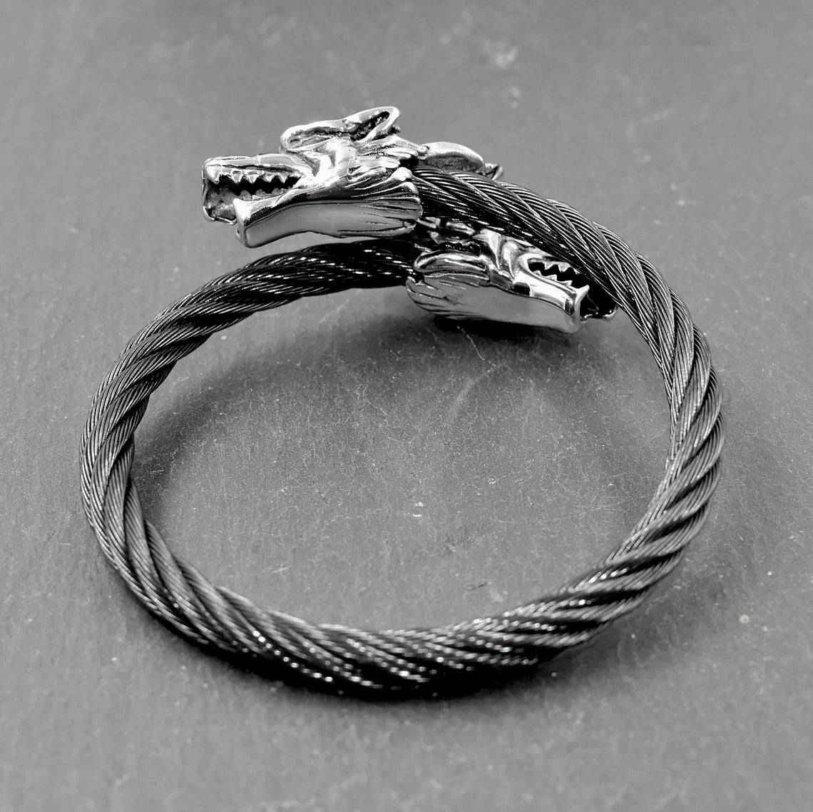 Wikinger-Armreif Geri und Freki - Edelstahl
