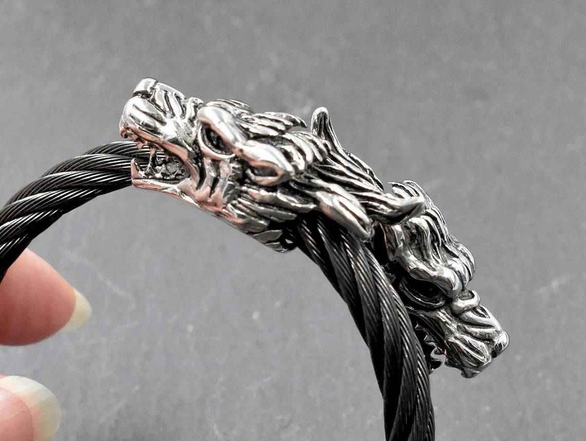 Wikinger-Armreif Geri und Freki - Edelstahl