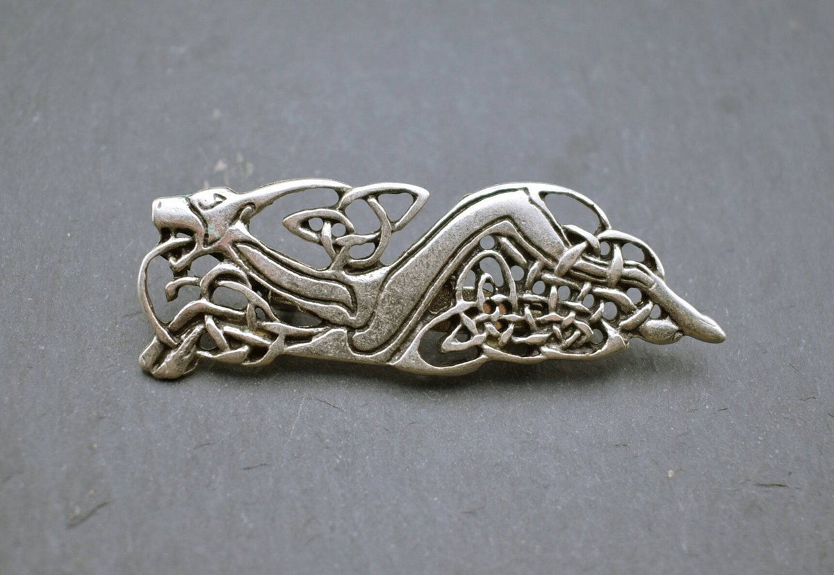 Keltische brosche mit hund - silber