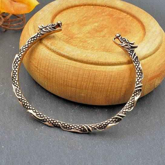 Wikinger Armreif mit Drachen - Bronze oder 925er Silber