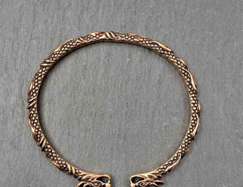 Wikinger Armreif mit Drachen - Bronze oder 925er Silber