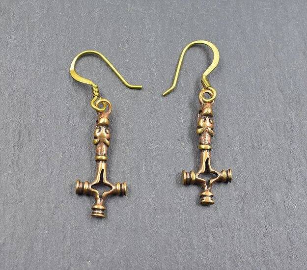 Wikinger Wolfskreuz Ohrringe aus Bronze