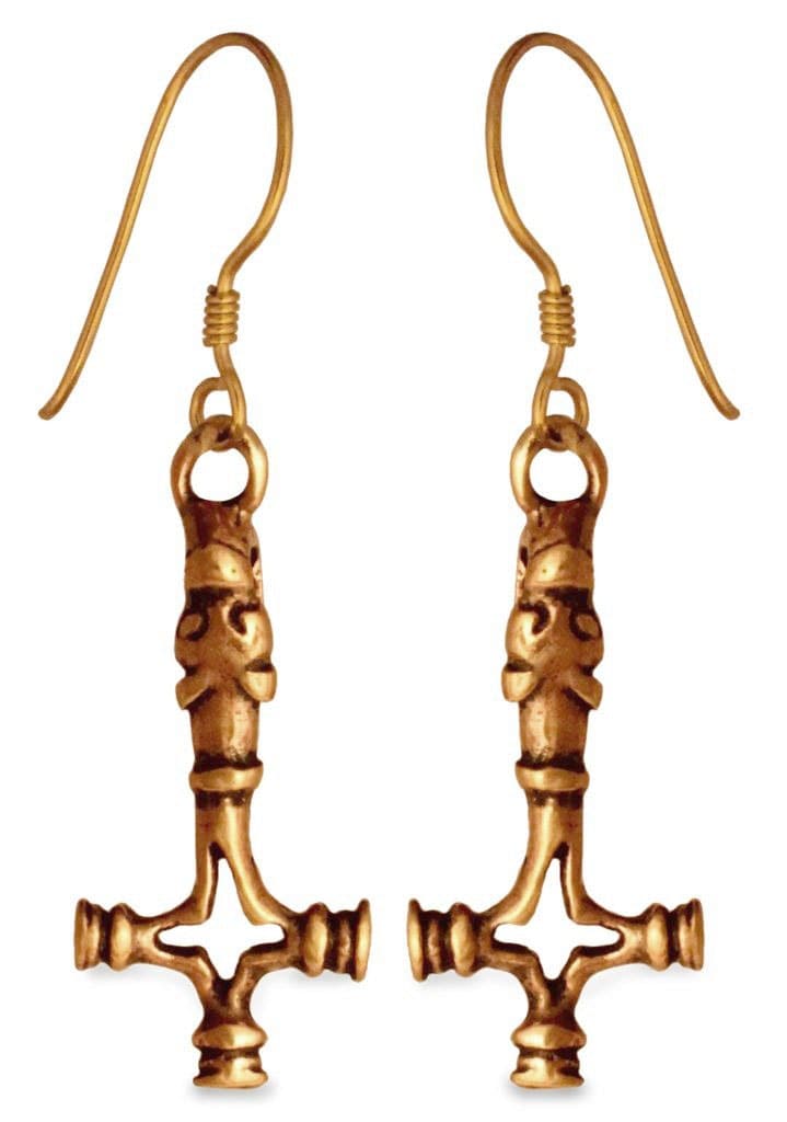 Wikinger Wolfskreuz Ohrringe aus Bronze