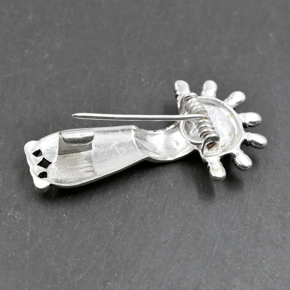 Rückseite der Fränkische Bügelfibel aus versilberter Bronze- 6. - 7. Jh.