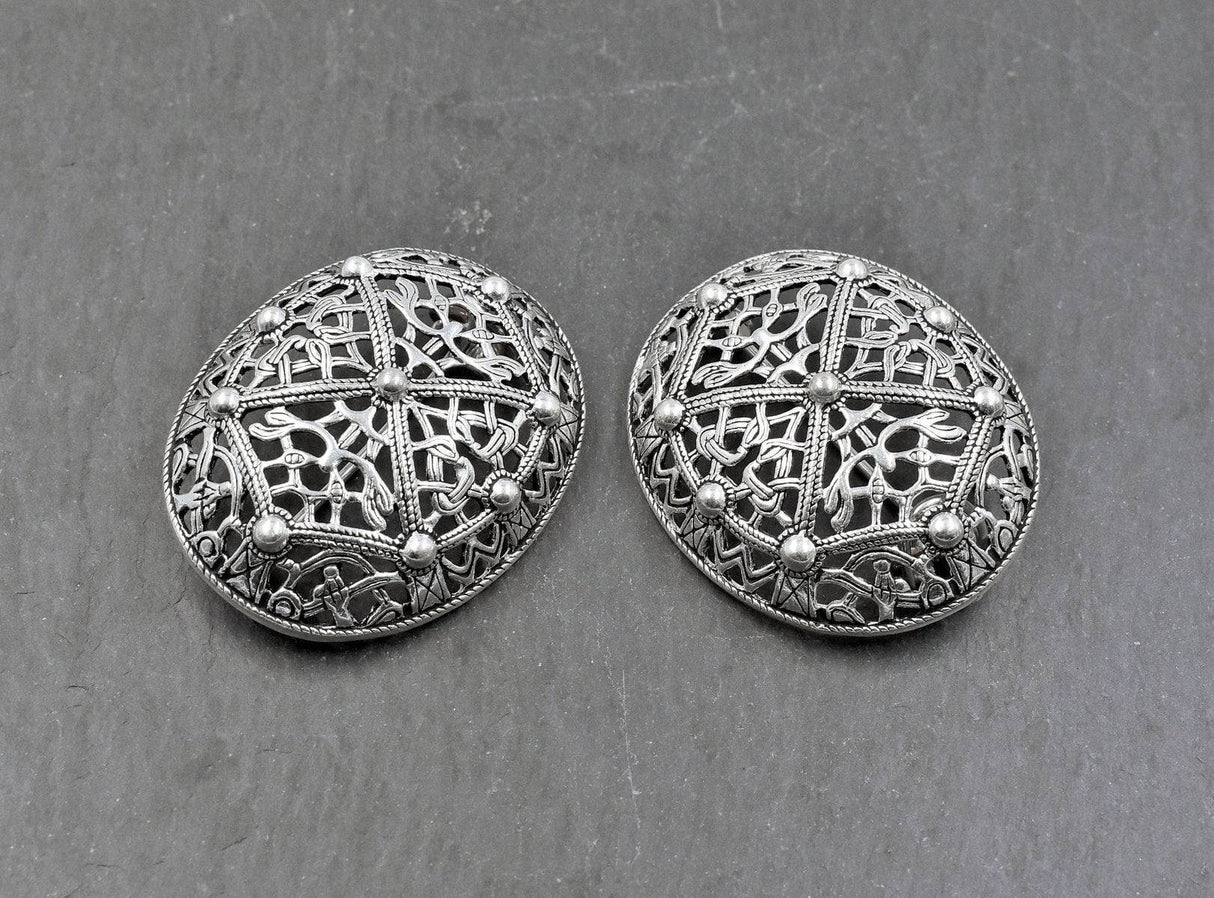 Wikinger Ovalfibel Set Borre-Stil versilberte Bronze