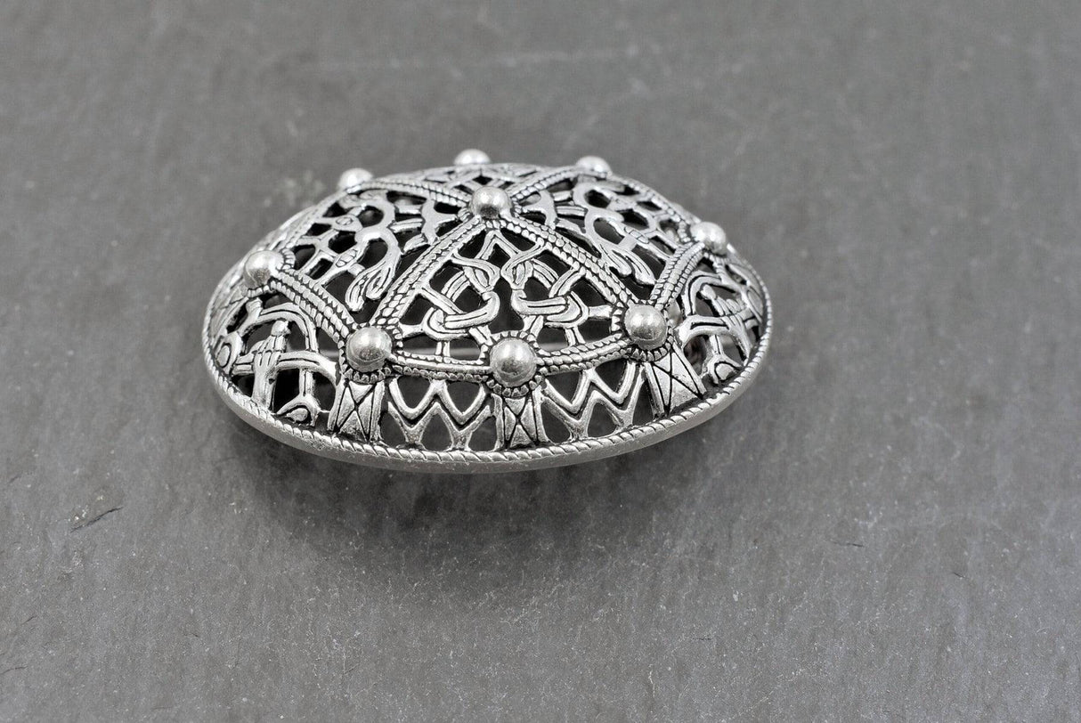 Wikinger Ovalfibel Set Borre-Stil versilberte Bronze