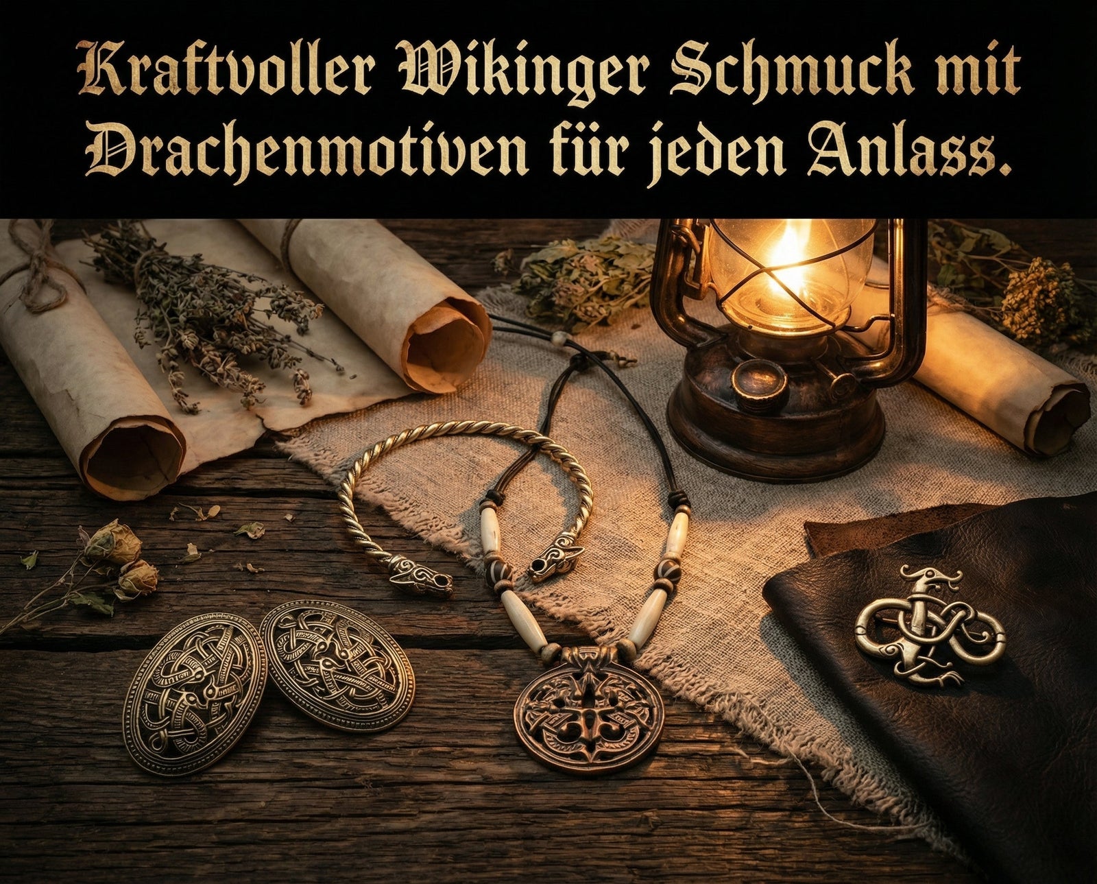 Kraftvoller Wikinger Schmuck mit Drachenmotiven für jeden Anlass