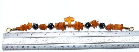 Dimensions in inches of the amber brooch necklace with a handcrafted Thor’s hammer – Viking jewellery for your outfit – glass bead necklace for Viking women