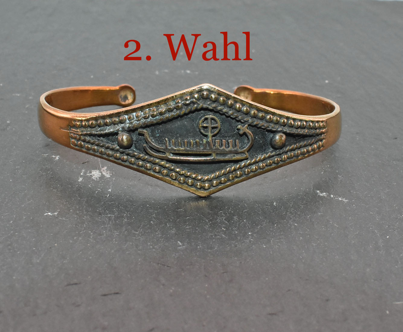 Wikinger Armreif aus Bronze mit Wikingerschiff - 2 . Wahl
