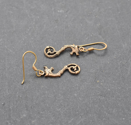 Keltische Drachen-Ohrringe aus Bronze