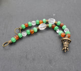 Alemannische Fibelkette mit Berlock-Anhänger und Edelsteinen – Germanischer Peplos-Schmuck mit Jade, Bergkristall und Karneol für dein Reenactment