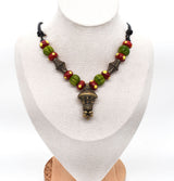 Germanische Berlock Kette mit Glasperlen – Historischer Bronze Anhänger aus der römischen Kaiserzeit