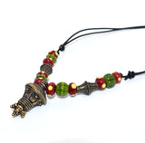 Germanische Berlock Kette mit Glasperlen – Historischer Bronze Anhänger aus der römischen Kaiserzeit