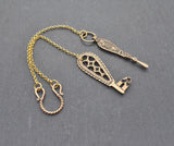 Hygiene-Set für die Wikingerin mit Ohrlöffel und Schlüssel aus Bronze nach | Authentische Fibelkette für mittelalterliche Gewandung