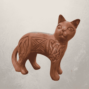 Dekofigur keltische Katze Trjegul aus Holz