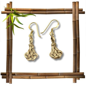Keltische Knoten Ohrringe ASRUN aus Bronze im Bambusrahmen