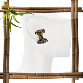 Kleine Thorshammer Ohrstecker - Bronze oder 925er Silber - Belanas Schatzkiste