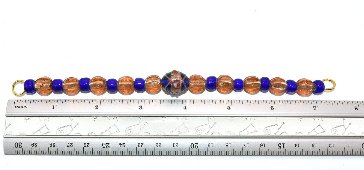 Maße in inch der Kurze Fibelkette mit Lampwork-Perlen im Wikinger-Stil – Glasperlenkette für Ovalfibeln und Trägerkleid