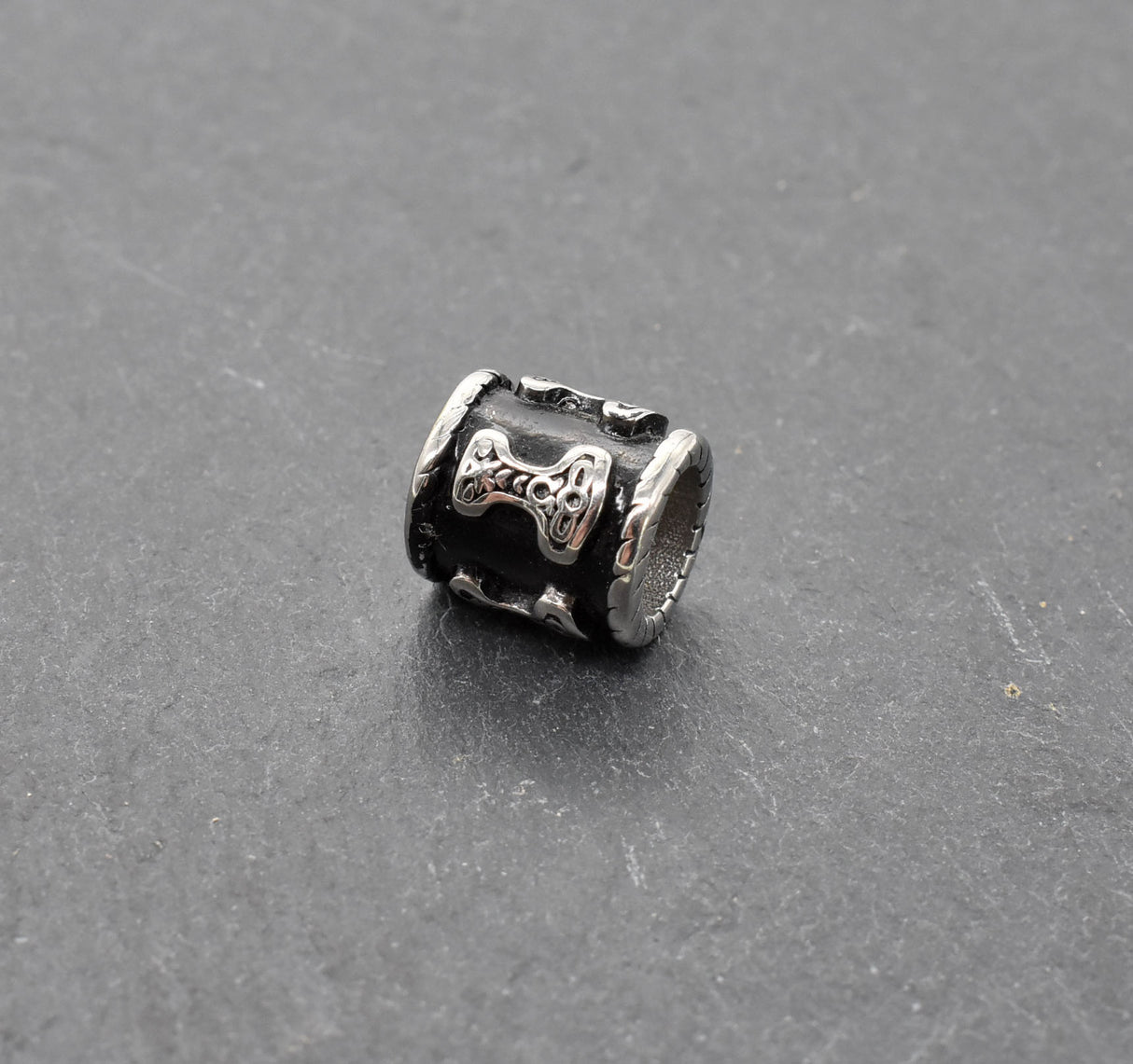 Mjölnir Bartperlen Set aus Edelstahl (4-teilig) - Thorshammer Haarperle silber und schwarz
