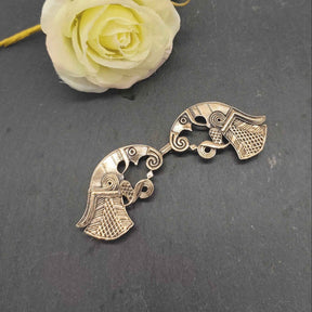 Wikinger-Mantelschließe Hugin und Munin aus Bronze