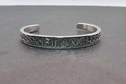 Wikinger Edelstahl Armband mit Runeninschrift "Hail Odin"