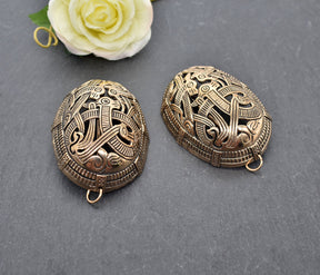 Wikinger Schalenfibel Set im Jelling Stil – Historische Ovalfibeln aus Bronze