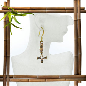 Wikinger Wolfskreuz Ohrringe aus Bronze 