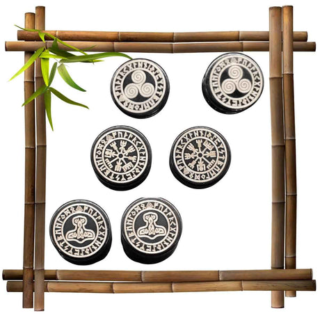 Fake plugs mit wikinger & keltischen motiven - ohrstecker